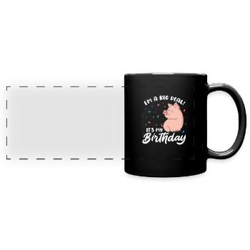 Pig Birthday - Full Colour Panoramic Mug - black - Front