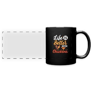 Chicken Farm Poultry Rooster Chickens Gift - Full Colour Panoramic Mug - black - Front