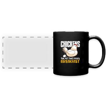 Chicken Farm Poultry Rooster Chickens Gift - Full Colour Panoramic Mug - black - Front