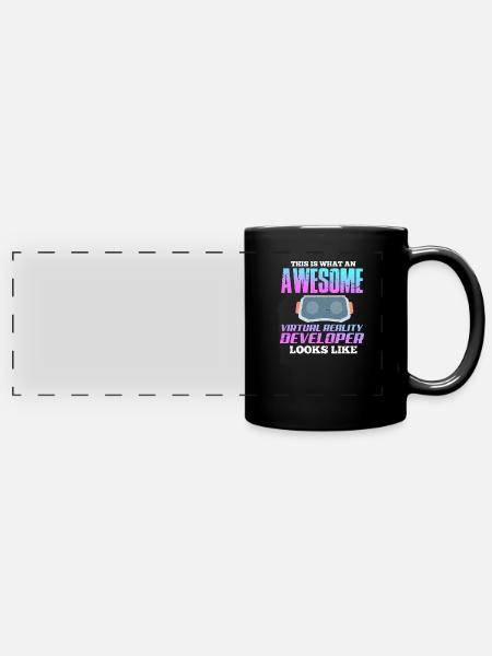 VR Virtual Reality Gamer Geschenk - Panorama-Tasse farbig - Schwarz
