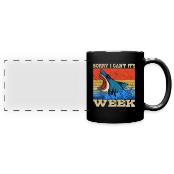 Cool Shark Retro Vintage Aquarium de poissons de mer de mer - Mug panoramique uni - noir - Devant
