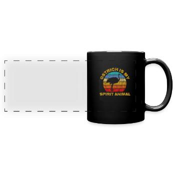 Strauß Vogel Tier Strauss Afrika Safari Geschenk - Panorama-Tasse farbig - Schwarz - Vorne