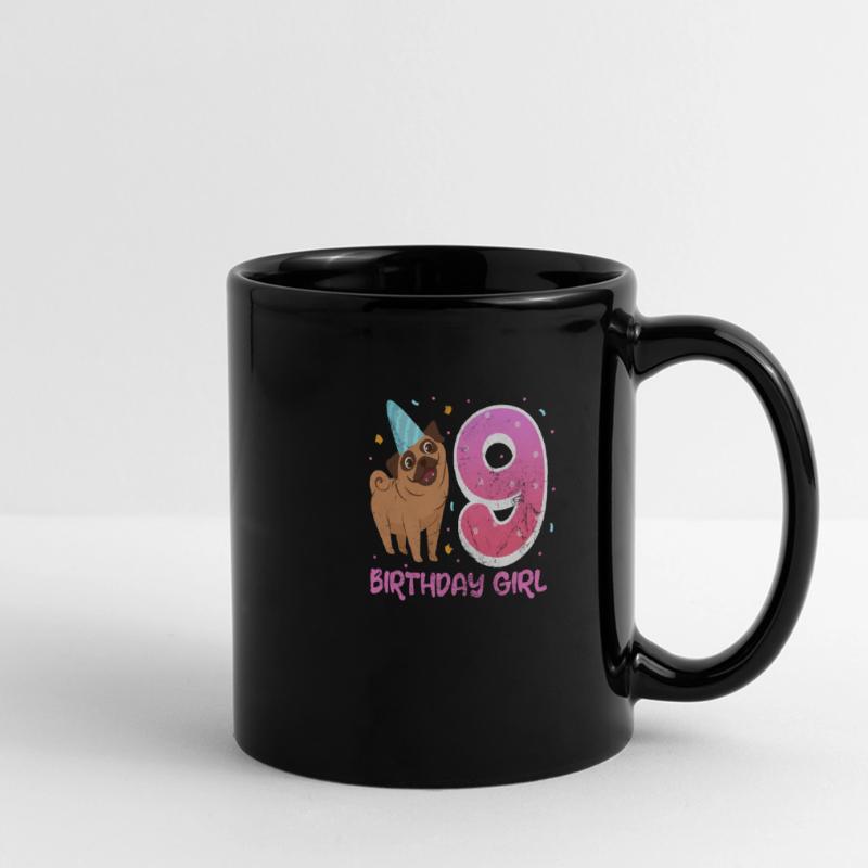 Mops 9 urodziny Kolorowy kubek panoramiczny