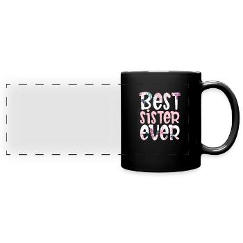 Schwester - Panorama-Tasse farbig - Schwarz - Vorne