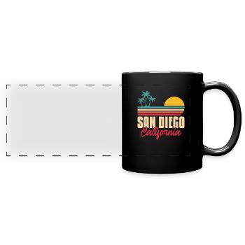 San Diego - Panorama-Tasse farbig - Schwarz - Vorne