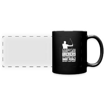 Bogenschiessen - Panorama-Tasse farbig - Schwarz - Vorne