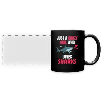 Crazy Girl Animal Drôle de cadeau Requin - Mug panoramique uni - noir - Devant