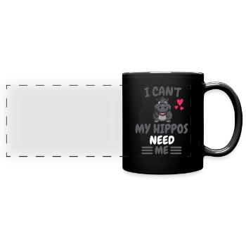 Tierliebhaber Zoo Tier Lustiges Geschenk Nilpferd - Panorama-Tasse farbig - Schwarz - Vorne