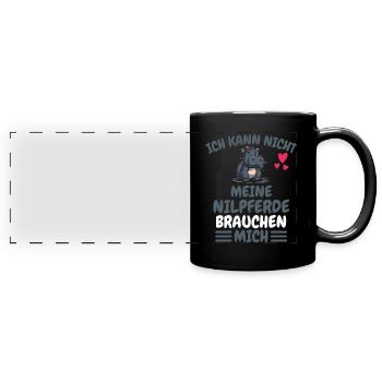 Afrika Tier Lustiges Nilpferd Geschenk Hippo - Panorama-Tasse farbig - Schwarz - Vorne