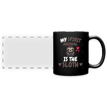 Paresseux Mon animal spirituel Cadeau Paresseux - Mug panoramique uni - noir - Devant