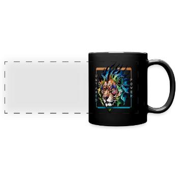Puissance indomptée du lion - Mug panoramique uni - noir - Devant