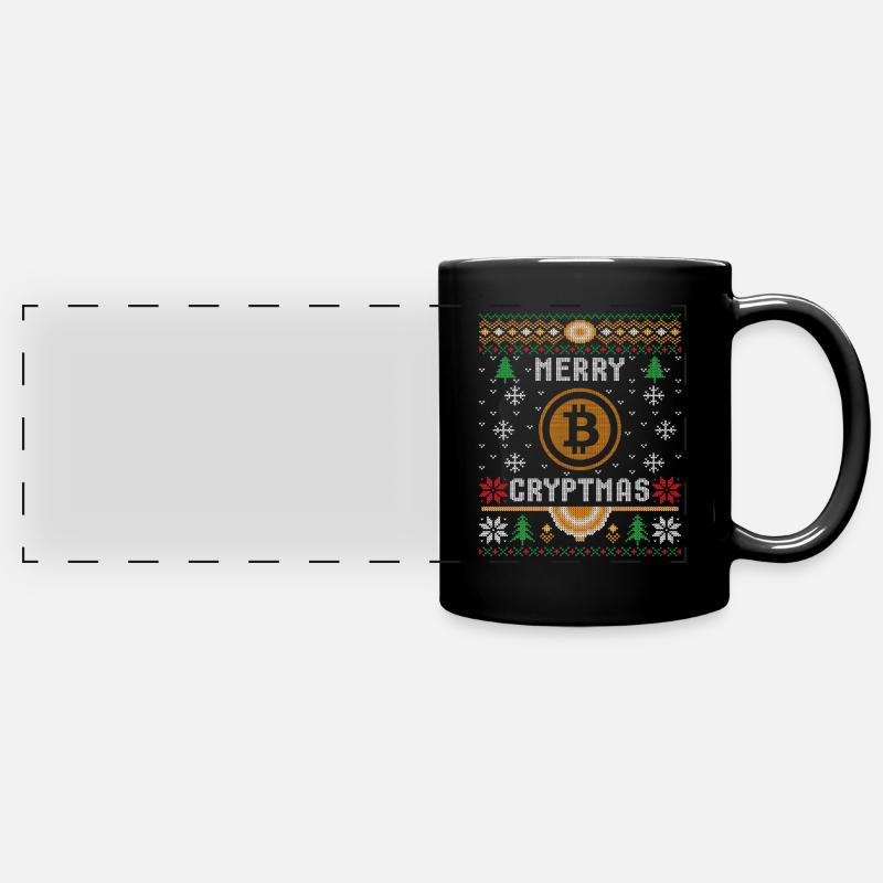Merry Cryptmas Bitcoin Christmas - Full Colour Panoramic Mug - black