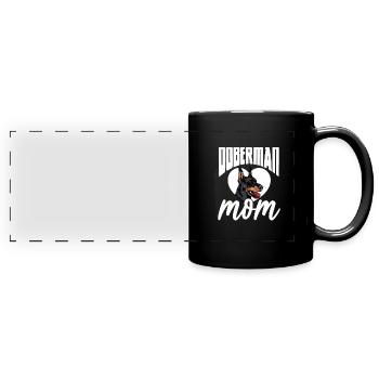 Doberman chien chiens cadeau pour animaux de compagnie - Mug panoramique uni - noir - Devant
