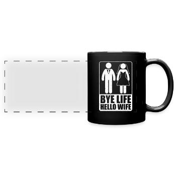 Junggeselle Jungesellenabschied - Panorama-Tasse farbig - Schwarz - Vorne