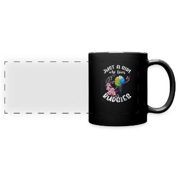 Wellensittich - Panorama-Tasse farbig - Schwarz - Vorne