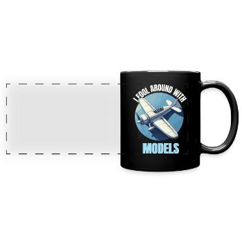 Modellbau Modellflugzeug Flugplatz fliegen lustig - Panorama-Tasse farbig - Schwarz - Vorne