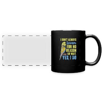 Perruche ondulée - Mug panoramique uni - noir - Devant