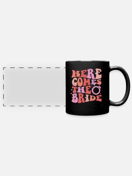 Junggesellin - Panorama-Tasse farbig - Schwarz