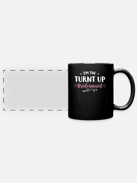 Junggesellin - Panorama-Tasse farbig - Schwarz