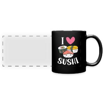 Sushi - Panorama-Tasse farbig - Schwarz - Vorne