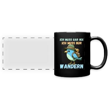 Wandern Wanderung Wanderurlaub Vogel Natur Lustig - Panorama-Tasse farbig - Schwarz - Vorne