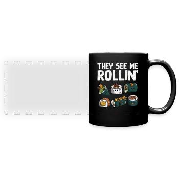 Sushi Essen Japan Nigiri Geschenk - Panorama-Tasse farbig - Schwarz - Vorne