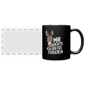 Esel Eselchen Maultier Muli - Panorama-Tasse farbig - Schwarz - Vorne