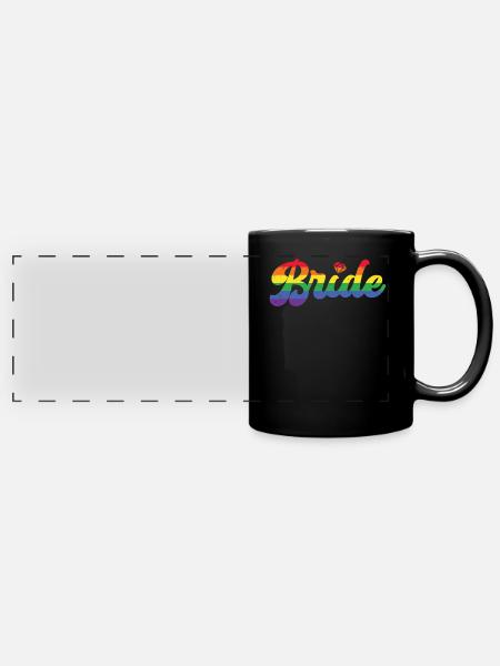 Junggesellin - Panorama-Tasse farbig - Schwarz