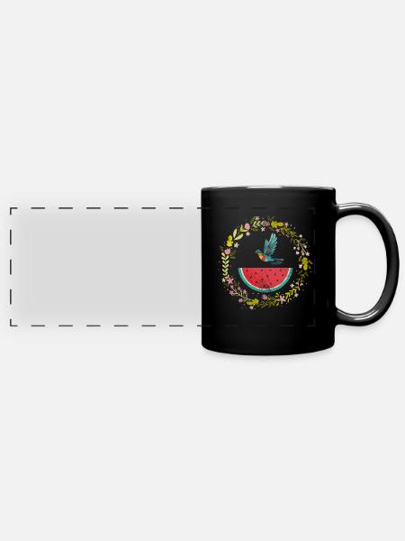 Wassermelone - Panorama-Tasse farbig - Schwarz