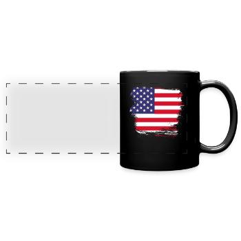 Amerika USA Flagge - Panorama-Tasse farbig - Schwarz - Vorne