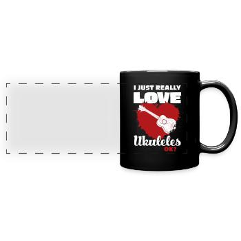 Ukulele - Panorama-Tasse farbig - Schwarz - Vorne