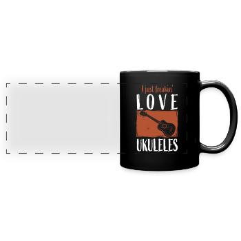 Ukulele - Panorama-Tasse farbig - Schwarz - Vorne