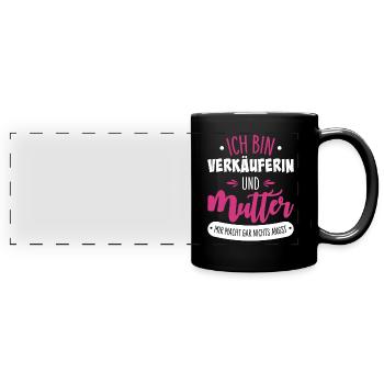 Verkäuferin Mutter - Panorama-Tasse farbig - Schwarz - Vorne