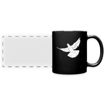 Taube - Panorama-Tasse farbig - Schwarz - Vorne