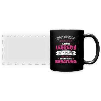 Enseignante - Mug panoramique uni - noir - Devant