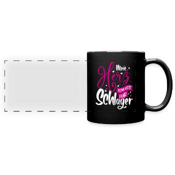 My heart beats for hits - Schlager music - Full Colour Panoramic Mug - black - Front