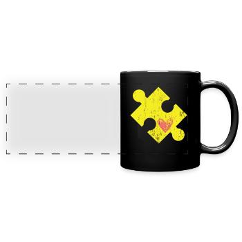 Puzzle piece with heart - Full Colour Panoramic Mug - black - Front