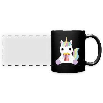 Popcorn and imagination - Full Colour Panoramic Mug - black - Front