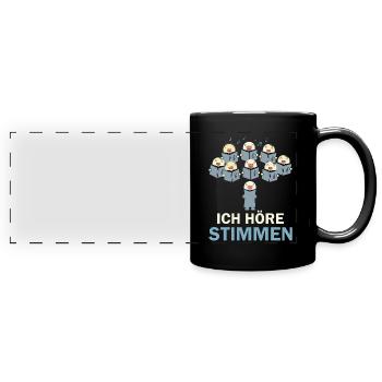 Ich höre Stimmen - Panorama-Tasse farbig - Schwarz - Vorne