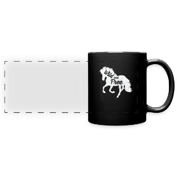 Horse "Wild and Free" - Full Colour Panoramic Mug - black - Front