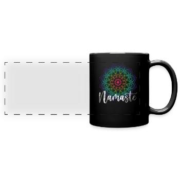 Hatha Yoga Vidya Namaste Bikram Chakra Asanas - Full Colour Panoramic Mug - black - Front