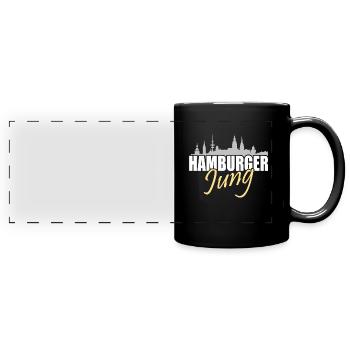 Hamburger Jung - Panorama-Tasse farbig - Schwarz - Vorne