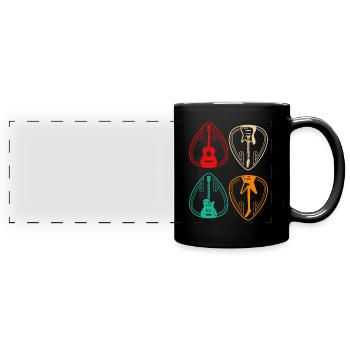 Vintage Guitar Pick Guitarist Gift - Full Colour Panoramic Mug - black - Front