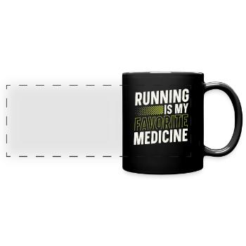 La course à pied est mon médicament préféré - Mug panoramique uni - noir - Devant