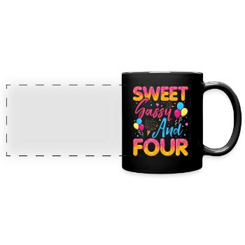 Sweet Sassy et quatre saupoudrages délicieux beignet - Mug panoramique uni - noir - Devant