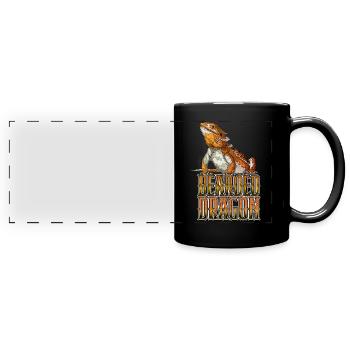 Bearded Dragon Reptile Keeper Beardie Retro - Full Colour Panoramic Mug - black - Front