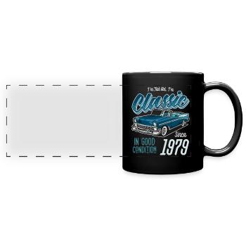 Je ne suis pas vieux Je suis une voiture classique vintage née en 1979 - Mug panoramique uni - noir - Devant