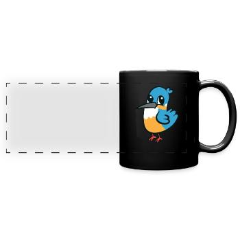Kingfisher - mignon, mignon, grands yeux - Mug panoramique uni - noir - Devant