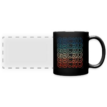 Vintage Reptil 80er Jahre Retro Gecko Text Eidechse Besitzer - Panorama-Tasse farbig - Schwarz - Vorne