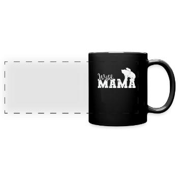 Mama sauvage Ours animal forestier - Mug panoramique uni - noir - Devant
